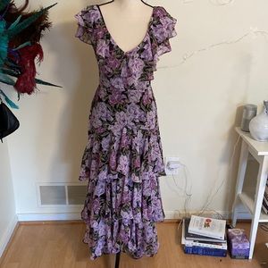 Wayf Ruffle Blossom Purple Lilac Green Fairy Gown